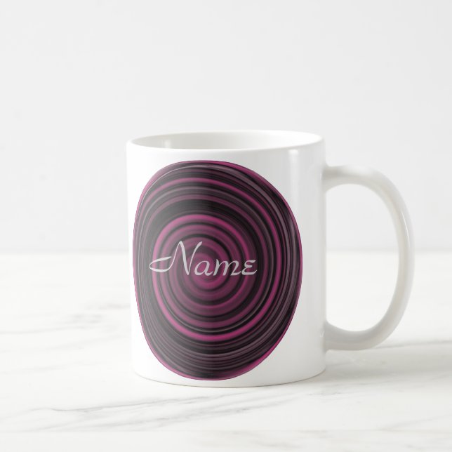 Monogram ditt namn Plum Swirls Mugg (Höger)