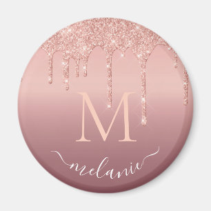 Monogram ditt namn Ro Guld  Glitter Gnistra Magnet