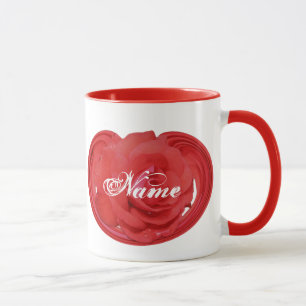 Monogram Ditt Namn Ros Blommor Personlig Mugg