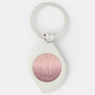 Monogram Ditt Namn Roséguld Glittrande Nyckelring