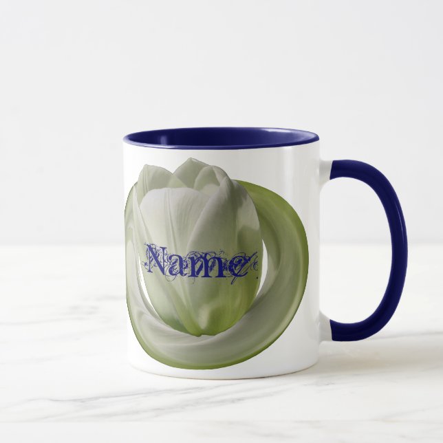 Monogram ditt namn Tulip Blommigt Mugg (Höger)