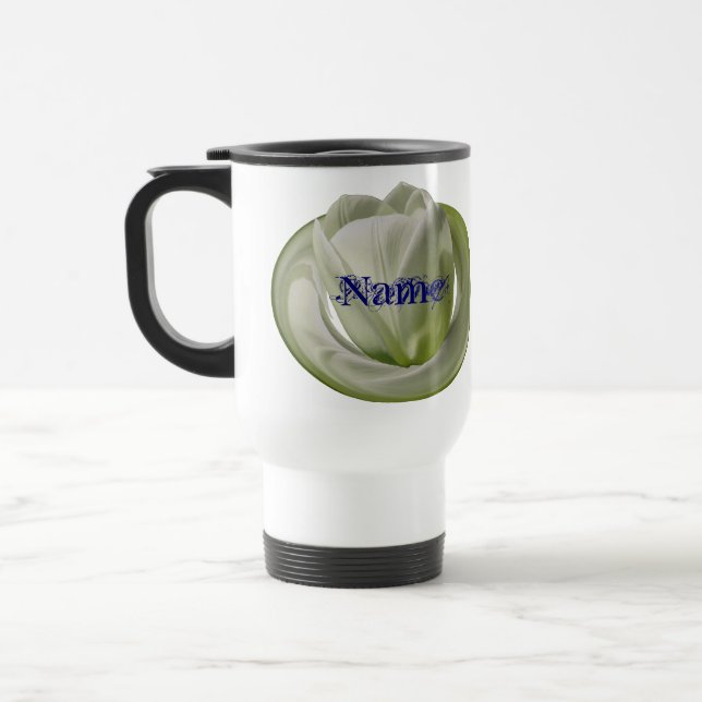 Monogram Ditt Namn Tulpan Blommig Personlig Resemugg (Vänster)