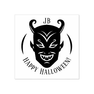 Monogram Djävul Halloween Emblem Stämpel