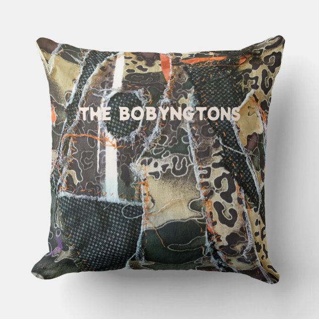 Monogram djurtryck leopard patchworkmönster  kudde (Framsida)