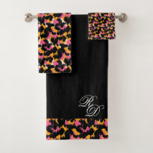 Monogram djurtryck rosa orange svart