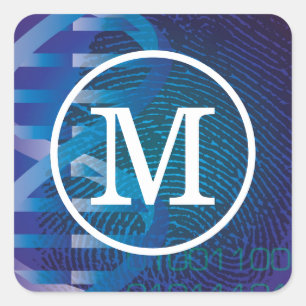 Monogram DNA-fingeravtrycksvetenskap Fyrkantigt Klistermärke