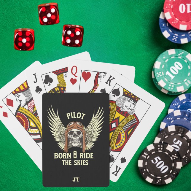 Monogram Dödskalle Pilot Född att Rida Himlen, Luf Casinokort (Skapare uppladdad)