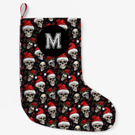 Monogram Dödskalle Tomte Jul Gotisk Liten Julstrumpa