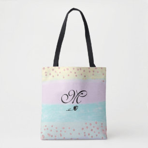 *~* Monogram Doodle Tulip Guld Glitter Pastel Tygkasse