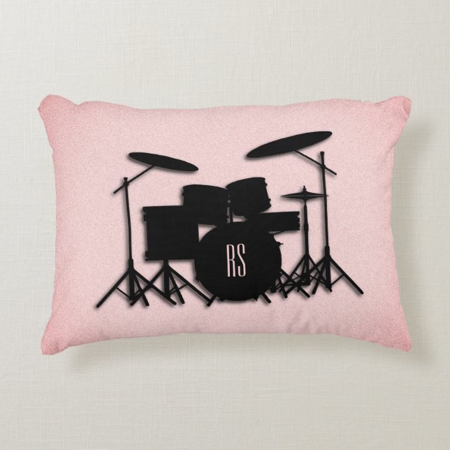 Monogram Drum Set Music Design Prydnadskudde (Framsidan)