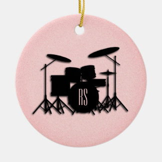 Monogram Drum Set Music Design Rosa Julgransprydnad Keramik