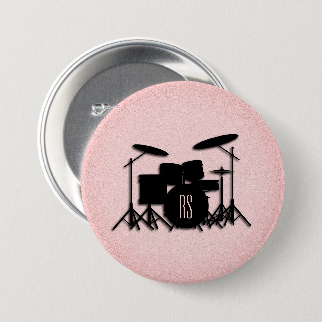 Monogram Drum Set Music Design Rosa Knapp (Framsida & baksida)