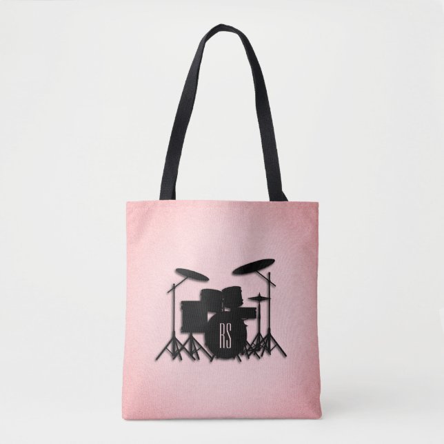 Monogram Drum Set Music Design Rosa Tygkasse (Framsida)