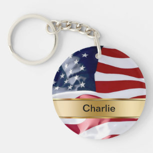 Monogram dubbelsidiga Keychain