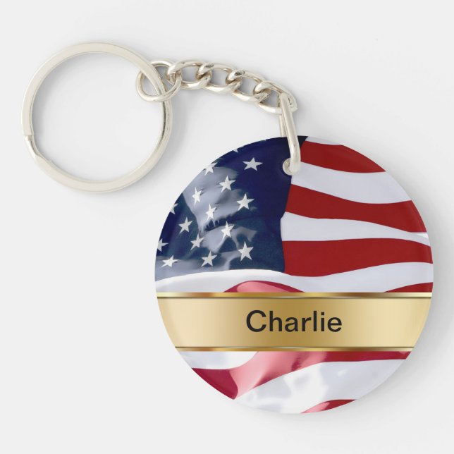 Monogram dubbelsidiga Keychain (Framsidan)