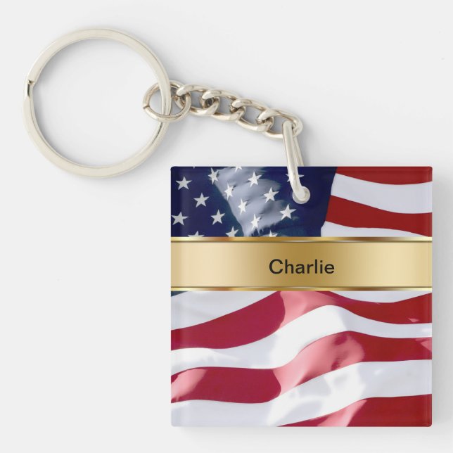 Monogram dubbelsidiga Keychain (Framsidan)