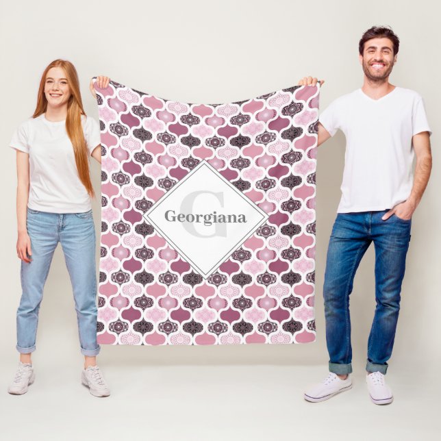 Monogram Dusky Ro Dot Mandalas Ogee Patchwork Fleecefilt (På plats)