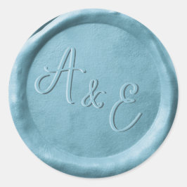 Monogram Dust Blue Bröllopsvax Förseglingsetikette Runt Klistermärke