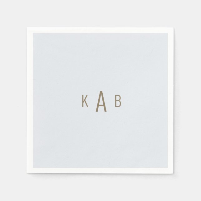 Monogram Dusty Blue Bröllop Cocktail Pappersservett (Framsidan)