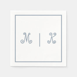 Monogram Dusty Blue Coola Script Modern Bröllop Pappersservett