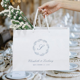 Monogram Dusty Blue Foliage Utandning Bröllop