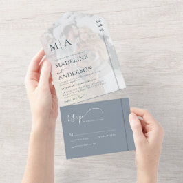 Monogram Dusty Blue med överläggsfoto Bröllop