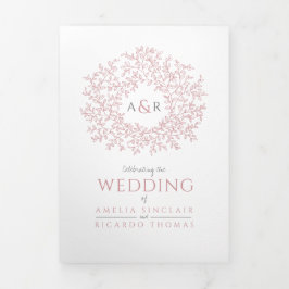 Monogram dusty ro lämnar bröllop allt-i-ett