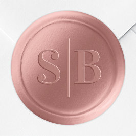 Monogram Dusty Ro Rosa Vax Seal Wedding Stickers Runt Klistermärke