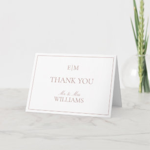 Monogram Dusty Ro Script Bröllop Photo Tack Kort
