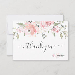 Monogram Dusty Ro Watercolor Flowers Tack Kort