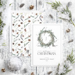 Monogram Dusty Winter Wandeand God jul Holid Julkort<br><div class="desc">Vilket bättre sätt att sprida helgdag gladare än med vårt Monogram Dusty Winter Watercolor Watercolor WandeGod jul-Helgdag-kort? Det här vackra kortet har en modern, grön andedräkt som är försedd med eukalyptus och botaniskt grönt inslag under vintern, och som sätter upp ditt monogram. "Merry" i ord är elegant skrivet i ett...</div>