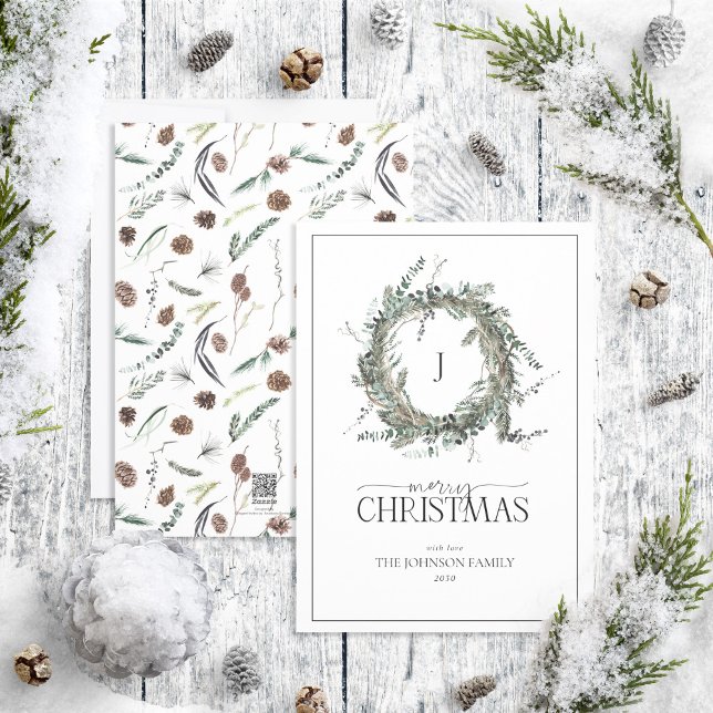 Monogram Dusty Winter Wandeand God jul Holid Julkort (Skapare uppladdad)