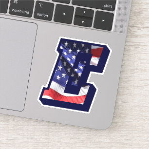 Monogram E American Flagga Brev E Initial USA Klistermärken