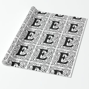 Monogram E Den första svarta och vita Rullan Mönst Presentpapper