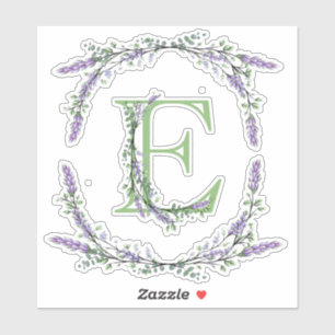 Monogram E Lavender Eucalyptus Klistermärken