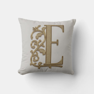 Monogram E Ljusgrå Familj, Bröllop, Födelsedag Kudde