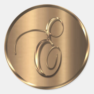Monogram E NONMETALLIC Bronze Kuvert Seal Runt Klistermärke