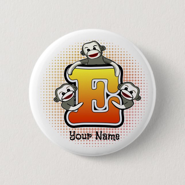 Monogram E Sock monkey Knapp (Framsida)