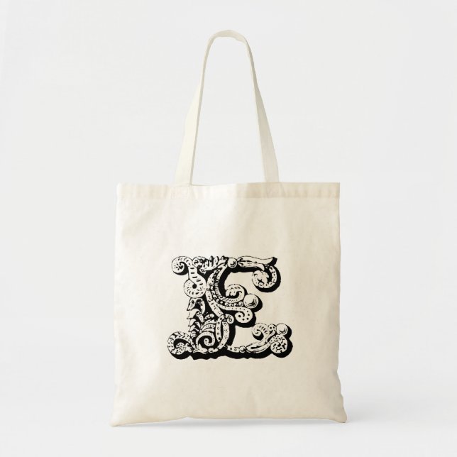 Monogram "E" Tote Bag Tygkasse (Framsidan)
