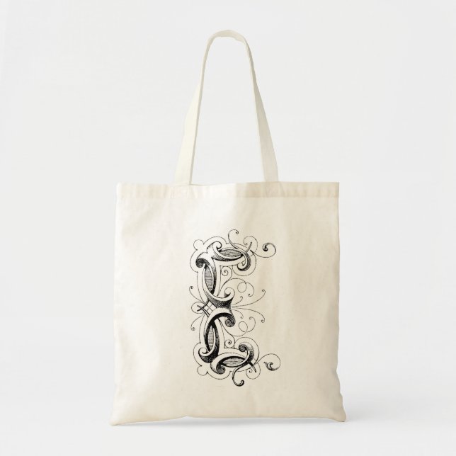 Monogram "E" Tote Bag Tygkasse (Framsidan)