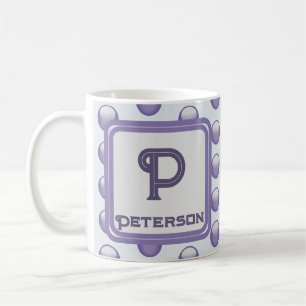 Monogram efternamn Inledande Blue Grått Polka-punk Kaffemugg