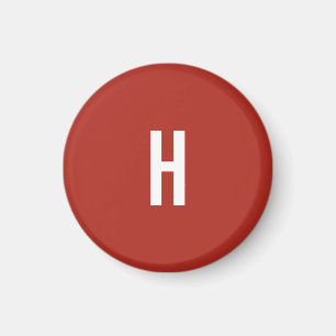 Monogram Egen Namn Initial Minimalist Tegel Röd Magnet
