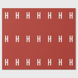 Monogram Egen Namn Initial Minimalist Tegel Röd Presentpapper