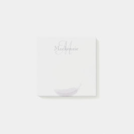 Monogram eget namn Angel Feather Light Grått Post-it Block