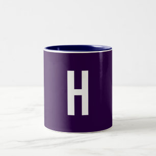 Monogram Eget Namn Initial Minimalist Midnattsblå Två-Tonad Mugg