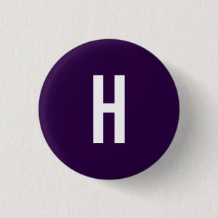 Monogram Eget Namn Initial Minimalist Mörkblå Knapp