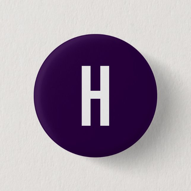Monogram Eget Namn Initial Minimalist Mörkblå Knapp (Framsida)