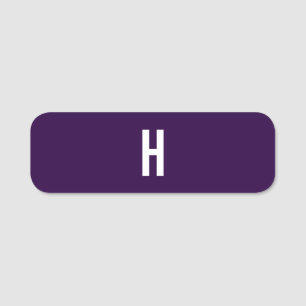 Monogram Eget Namn Initial Minimalist Mörkblå Namnbricka