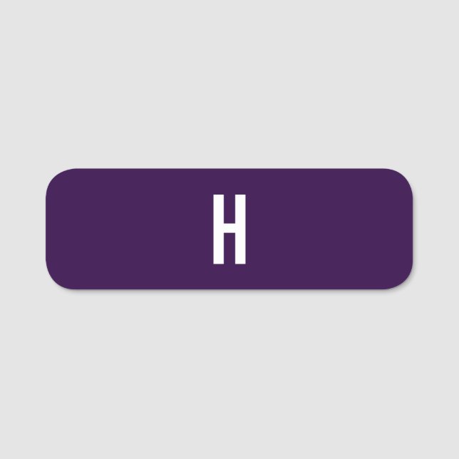 Monogram Eget Namn Initial Minimalist Mörkblå Namnbricka (Framsida)