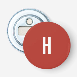 Monogram Eget Namn Initial Minimalist Tegel Röd Flasköppnare